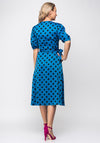 Cayro Polka Dot Print Satin Wrap Dress, Blue