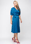 Cayro Polka Dot Print Satin Wrap Dress, Blue