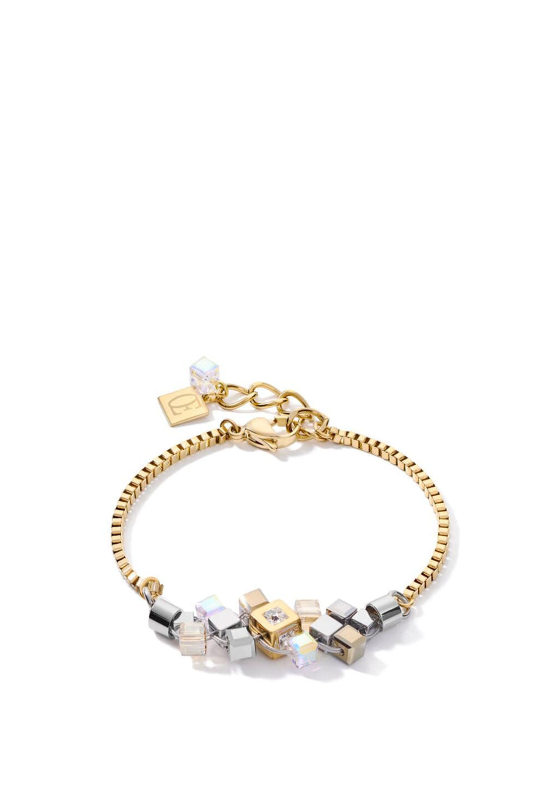Coeur De Lion Geo Cube Cluster Bracelet, Gold & Silver