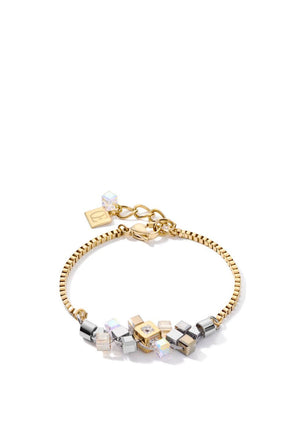 Coeur De Lion Geo Cube Cluster Bracelet, Gold & Silver