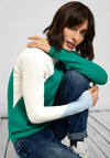 Cecil Modern Colour Block Pullover Sweatshirt, Emerald Green