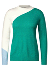 Cecil Modern Colour Block Pullover Sweatshirt, Emerald Green