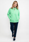 Cecil Waffle Textured Half Zip Sweatshirt, Green