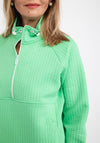 Cecil Waffle Textured Half Zip Sweatshirt, Green