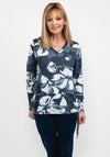 Cecil Floral Tie Hem Sweater, Deep Blue