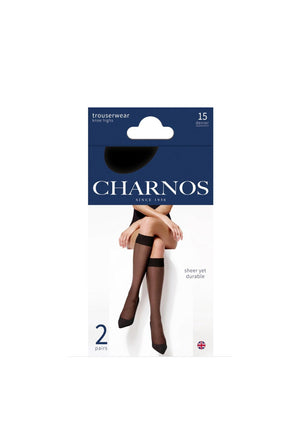 Charnos Trouserwear Sheer Knee Highs 2 Pack, Black