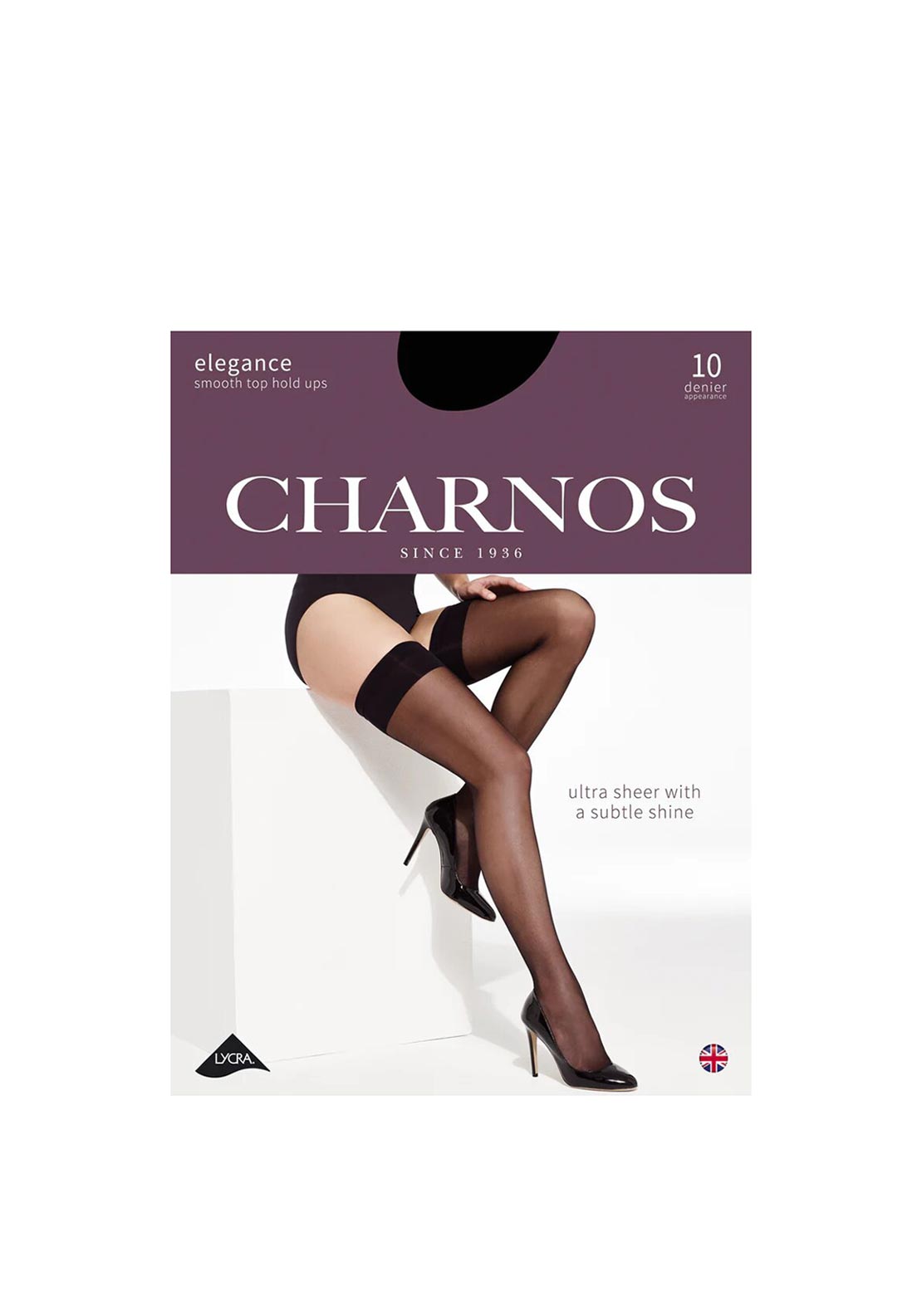 Charnos Elegance Smooth Top Hold ups 10 Denier, Black