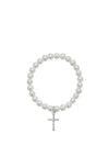 Children’s White Pearl Bracelet with Cross Charm