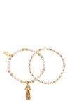 ChloBo Love and Protection Pearl Bracelet Set of 2, Gold