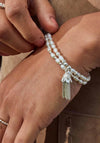ChloBo Love and Protection Pearl Bracelet Set of 2, Silver