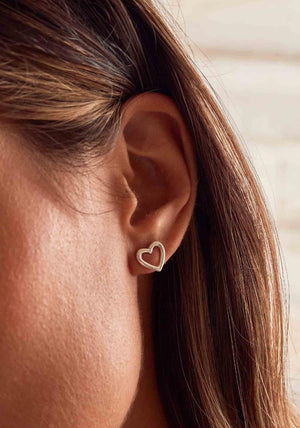 ChloBo Open Heart Stud Earrings, Silver
