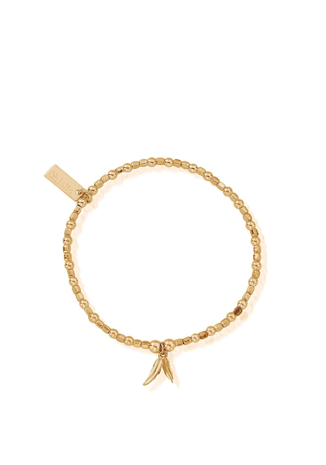 ChloBo Mini Cube Double Feather Bracelet, Gold