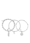 ChloBo Namaste Set of 3 Bracelets, Silver