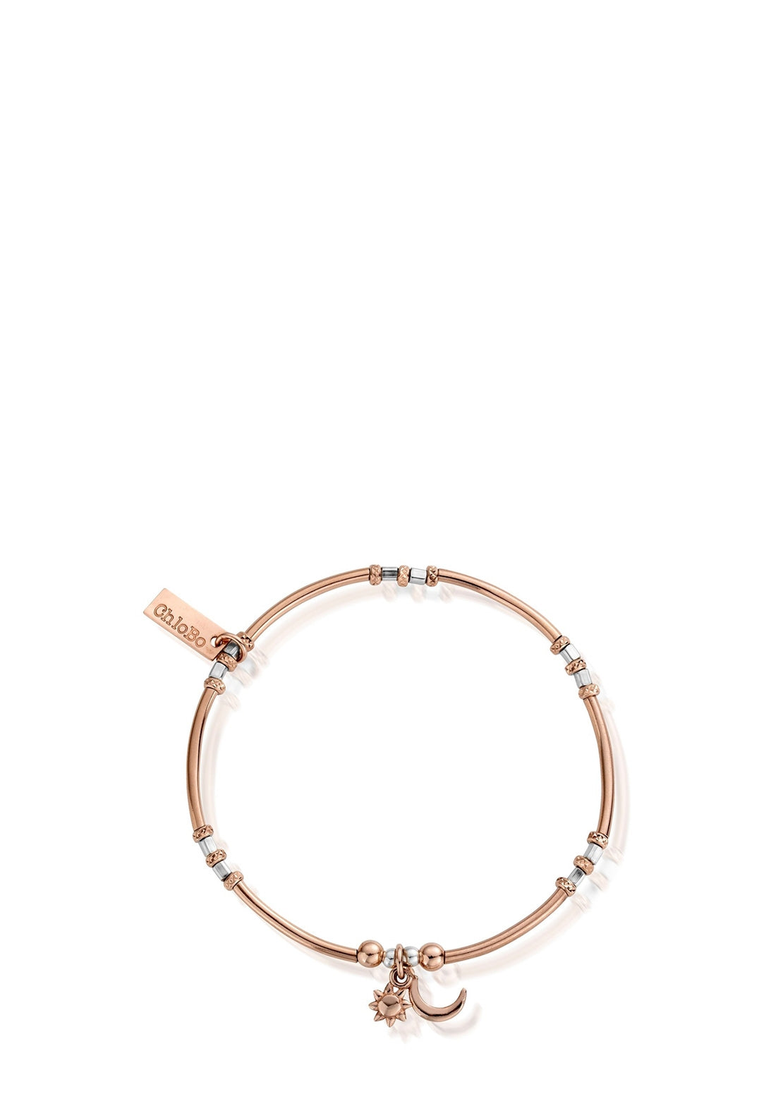 ChloBo Dainty Moon & Sun Bracelet, Rose Gold/Silver