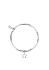 ChloBo Mini Noodle Cube Small Open Star Charm Bracelet, Silver