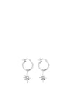 ChloBo Lucky Star Hoop Earrings, Silver