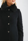 Christina Felix Faux Fur Collar Peacoat, Black