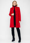 Christina Felix Bow Trim Wool & Cashmere Coat, Red