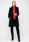 Christina Felix Bow Trim Wool & Cashmere Coat, Black