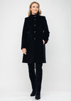 Christina Felix Bow Trim Wool & Cashmere Coat, Black