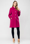 Christina Felix Stitch Trim Wool Rich Coat, Dark Pink