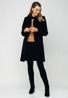 Christina Felix Stitch Trim Wool Rich Coat, Black