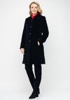 Christina Felix Stitch Trim Wool Rich Coat, Black