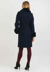 Christina Felix Faux Fur Trim Wool Rich Coat, Navy