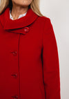 Christina Felix Wool Rich Shawl Collar Long Coat, Red