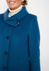 Christina Felix High Shawl Collar Wool Long Coat, Blueberry