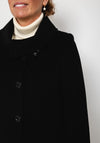 Christina Felix High Shawl Collar Wool Long Coat, Black