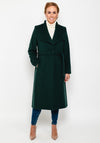 Christina Felix Belted Wool Cashmere Blend Long Coat, Pine Green