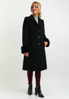 Christina Felix Faux Fur Cuff Wool Rich Coat, Black