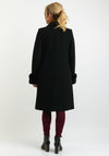 Christina Felix Faux Fur Cuff Wool Rich Coat, Black