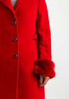 Christina Felix Faux Fur Cuff Wool Rich Coat, Red