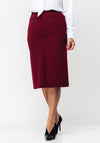 Christina Felix Button Trim Wool Blend Skirt, Wine