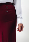 Christina Felix Button Trim Wool Blend Skirt, Wine