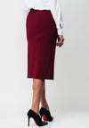 Christina Felix Button Trim Wool Blend Skirt, Wine