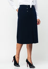Christina Felix Button Trim Wool Blend Skirt, Navy