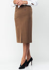 Christina Felix Button Trim Wool Blend Skirt, Beige