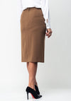 Christina Felix Button Trim Wool Blend Skirt, Beige