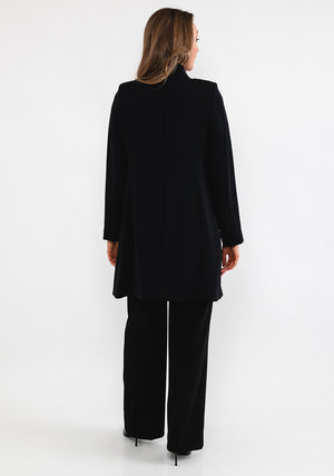 Christina Felix Swarovski Shoulder Mid Length Coat, Black