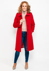 Christina Felix Peter Pan Collar Wool Long Coat, Candy Red