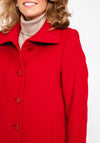Christina Felix Peter Pan Collar Wool Long Coat, Candy Red