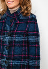 Christina Felix Boucle Wool Check Coat, Dark Blue Multi