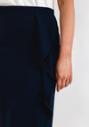 Christina Felix Ruffle Drape Pencil Skirt, Navy