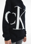 Calvin Klein Knitted Cotton Logo Jumper, Black