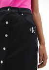 Calvin Klein Button Up Denim Skirt, Black