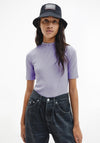Calvin Klein Jeans Ribbed Logo Trim T-Shirt, Lilac