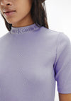 Calvin Klein Jeans Ribbed Logo Trim T-Shirt, Lilac